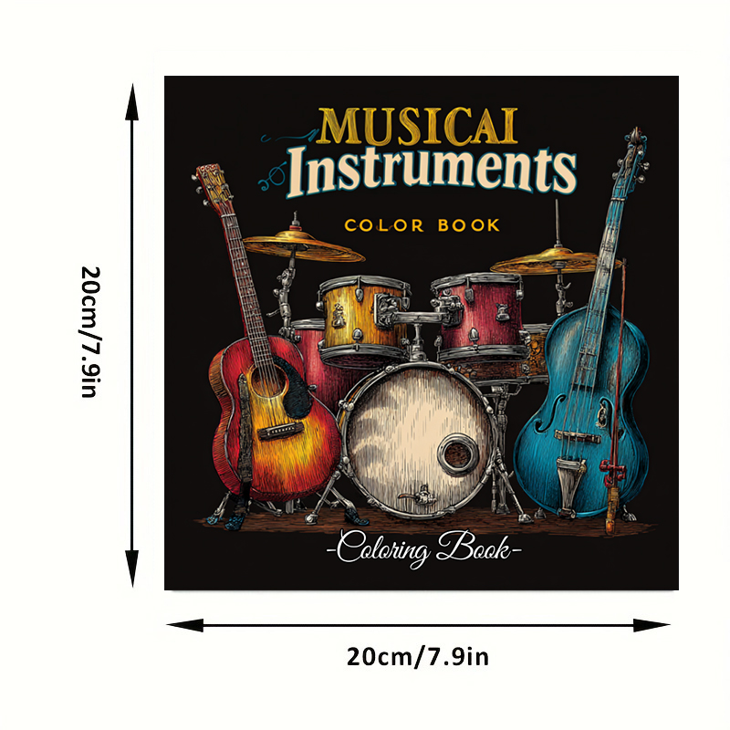 28 페이지 악기 색칠하기 책 성인 스트레스 감소를 위 - Musical Instrument Coloring Pages 리뷰 및 가격