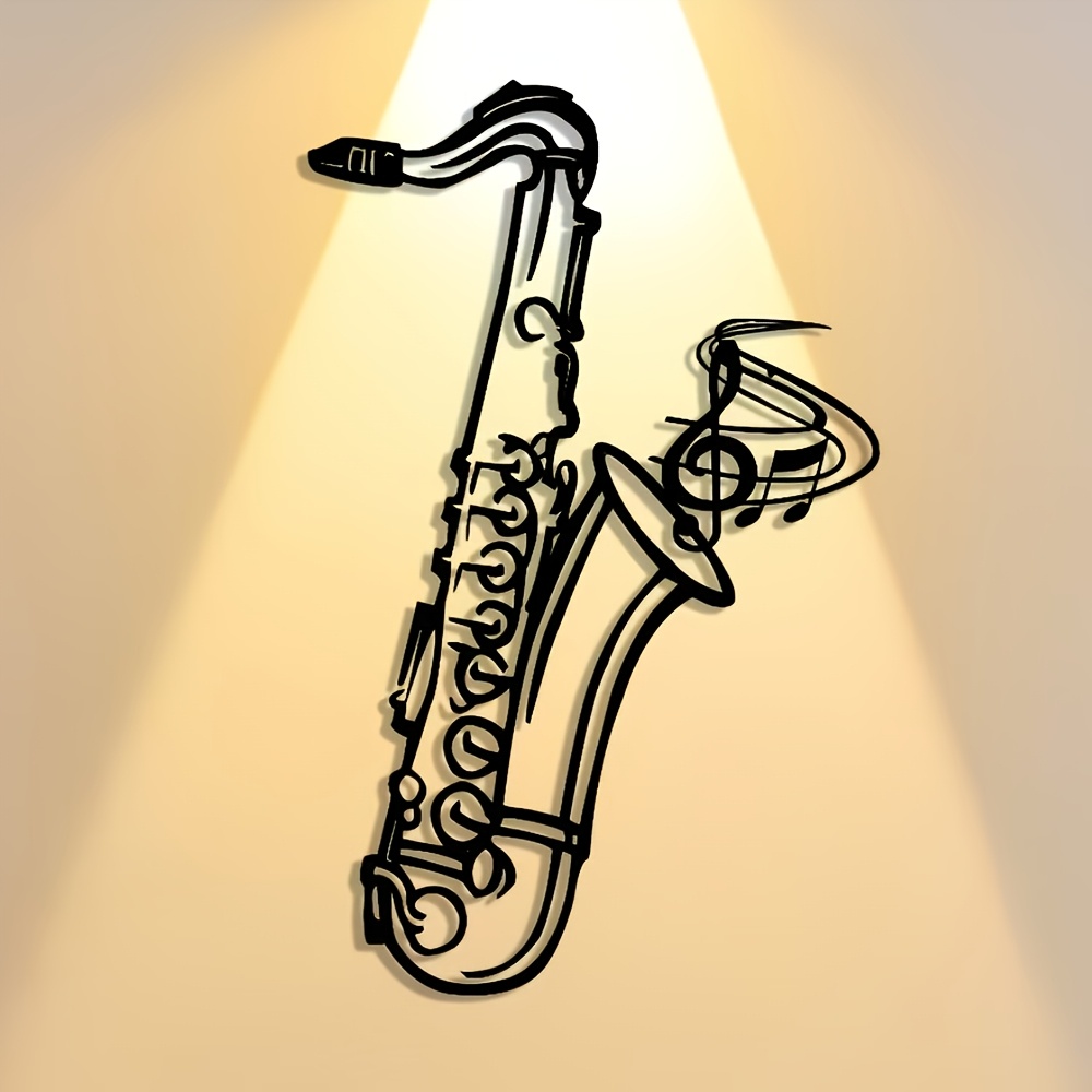 금속 벽 예술 색소폰 장식 플라크, 거실용 검은색 철제 - Musical Instrument Image 리뷰 및 가격