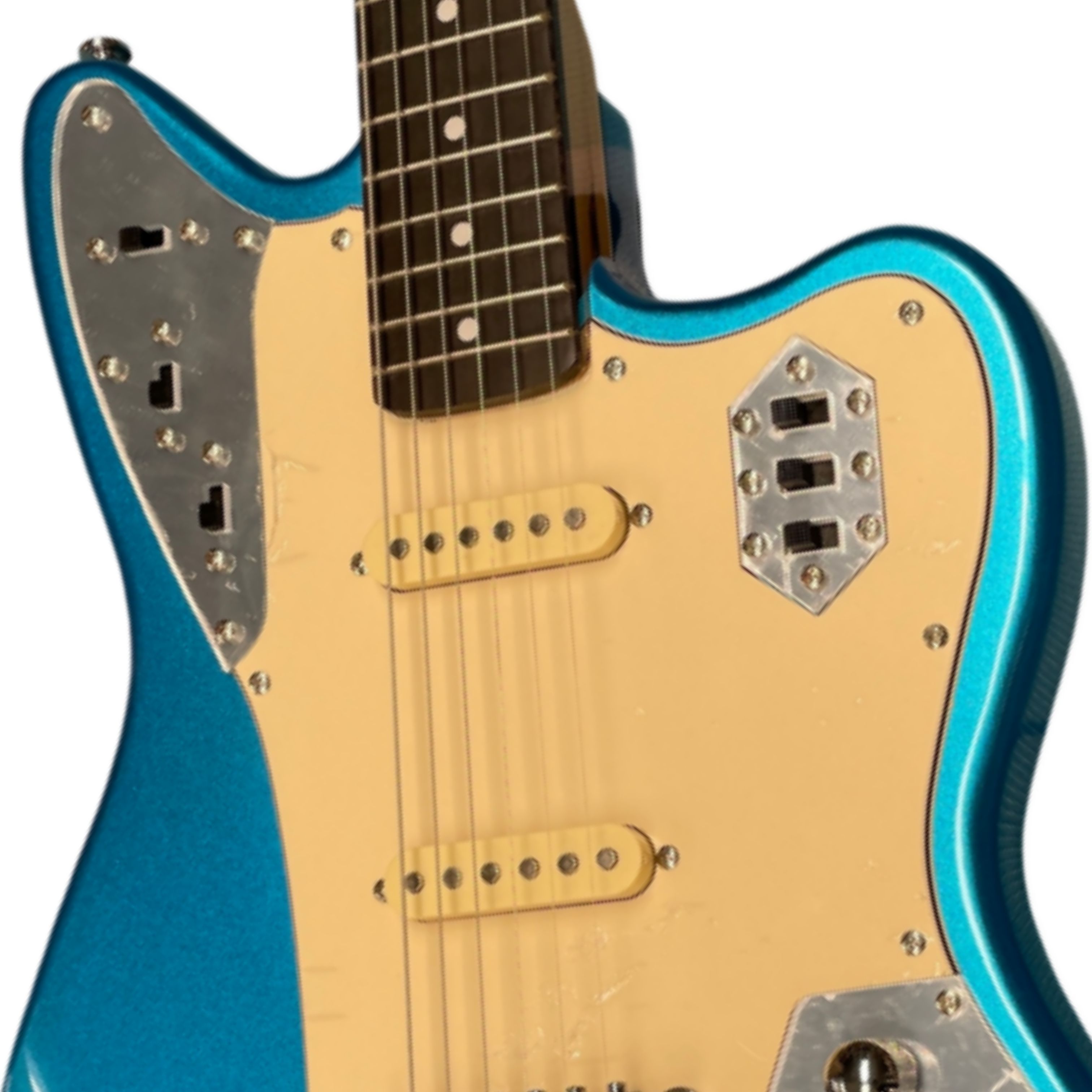 메탈릭 펄 블루 색상의 일렉트릭 기타, 크림색 픽가드, - Electric Guitar Beginner 리뷰 및 가격