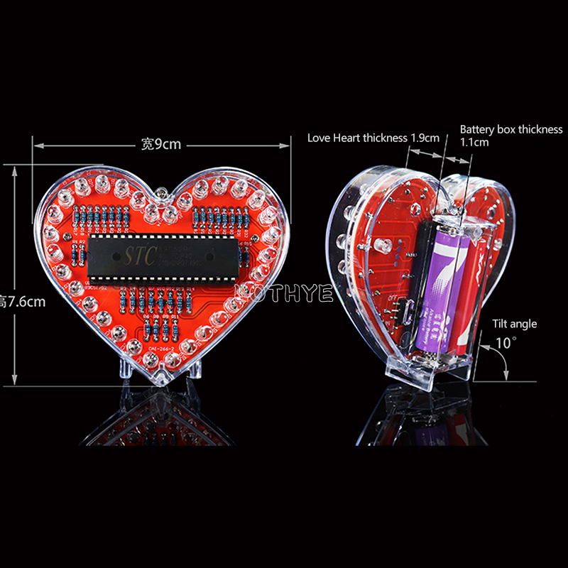 RGB 다채로운 흐르는 물 빛 하트 모양 DIY 납땜  - Musical Instrument Diy 리뷰 및 가격