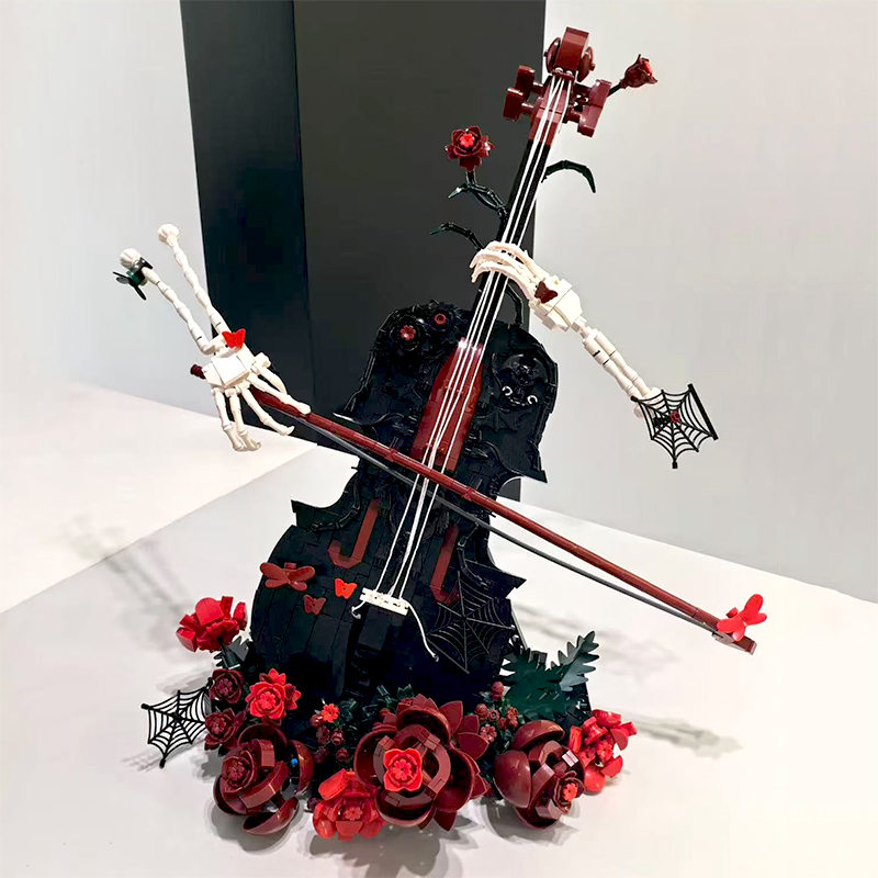 창의적인 예술가 해골 붉은 장미 바이올린 빌딩 블록 고 - Musical Instrument Veena 리뷰 및 가격