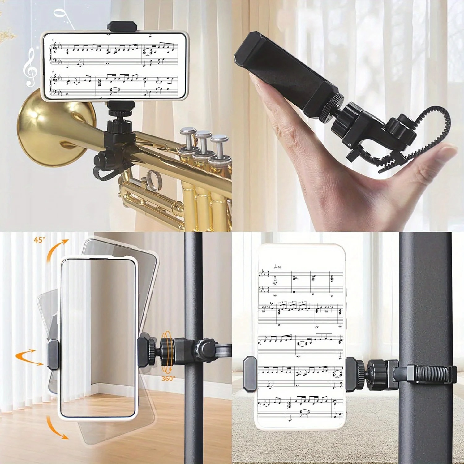 금속 재질의 뮤직 라이어 클립 폰 거치대 (트롬본, 트 - Musical Instrument Harp 리뷰 및 가격